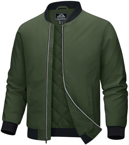 MAGCOMSEN Bomber Jackets for Men Winter Casual Quilted Jacket Warm Windproof Padded Jackets Zip Up Coats