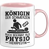 Physiotherapeutin Tasse Geschenk Königin Der Schmerzen Lustiger Spruch Geburtstag Weihnachten Kaffee-Becher (Rosa)