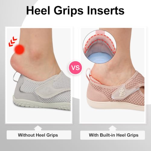 Image of LeIsfIt Wide Toe Box Diabetic Shoes for Women Zero Drop Barefoot Sneakers Breathable Adjustable for Edema Swollen Feet & Seniors