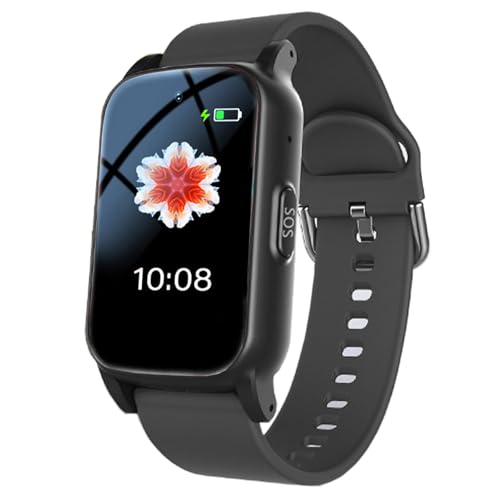 Weyot Reloj Localizador Personas Mayores GPS Smart Watch Botón SOS con Detección de Alerta de Caída Boton Emergencia Ancianos Reloj Inteligente,Black