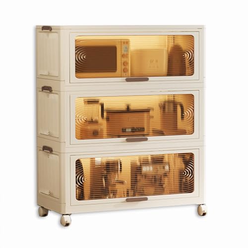 Stapelbare Aufbewahrungsboxen, zusammenklappbare Aufbewahrungsbox mit Türen, transparente Aufbewahrungsbehälter mit Deckel, magnetische Türen, offene Vorderseite, Aufbewahrungsbehälter für Kleidung,