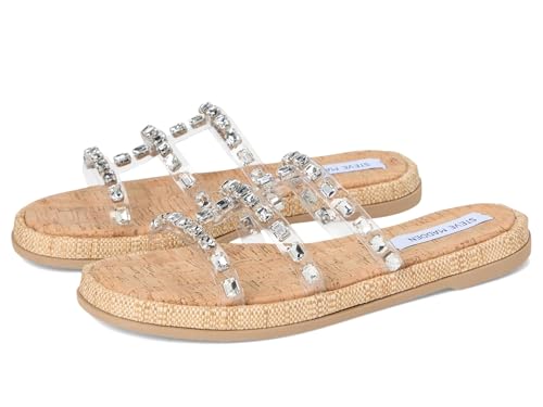 Steve Madden Women's Pippen Flat Sandal, Rhinestone, 9