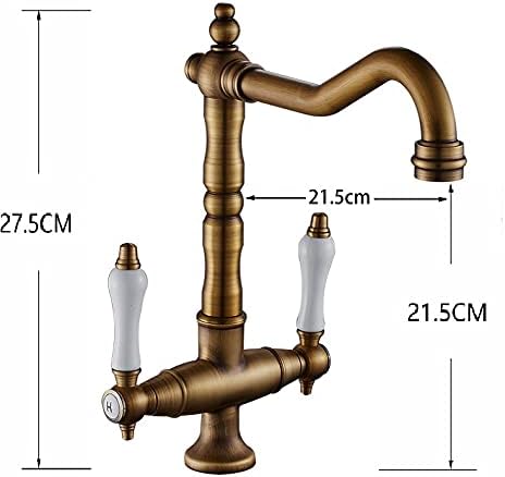 Kitchen Sink Faucet for Bar Farmhouse Commercial, Kitchen Sink Faucet, Mixer Cold and Hot, Double Handle Swivel Spout, Gold/Black/Chrome/Antique Kitchen Water Sink Mixer Tap (Color : Gold)