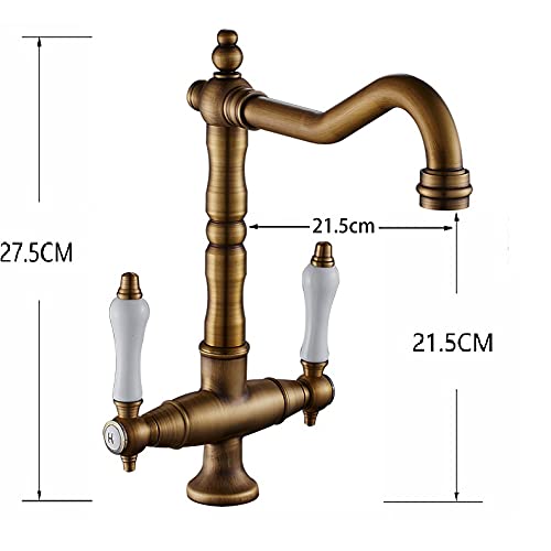 Mélangeur d'évier doré et chrome antique double commande - 3