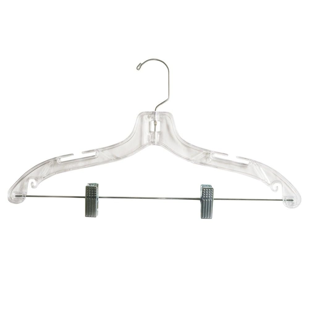 NAHANCO 17” Plastic Suit Hangers w/Metal Clips, Heavy Weight, Clear, (Pack of 25)
