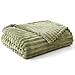 Geniospin Throw Blanket for Couch, Bed, Sofa – 280GSM Super Soft Lightweight Blanket with Stripe, 3D Ribbed Jacquard Blanket, Plush Fuzzy Cozy Throws, Warm and Breathable (Sage Green, 50x60 inches)