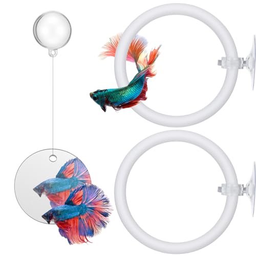 Xthrotsenk 2�� Betta Fish Toys Betta Enrichment Toys �x�[�^�G�N�T�T�C�Y�����O �t���[�e�B���O�~���[�Z�b�g ���a�����O �x�^�^���N�A�N�Z�T���[ ���� �x�[�^�^���N�p