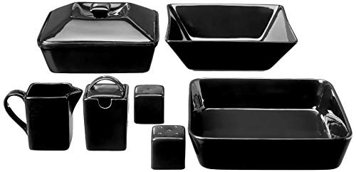 10 Strawberry Street Nova Square 45 Pc Dinnerware Set, Black #TOP2
