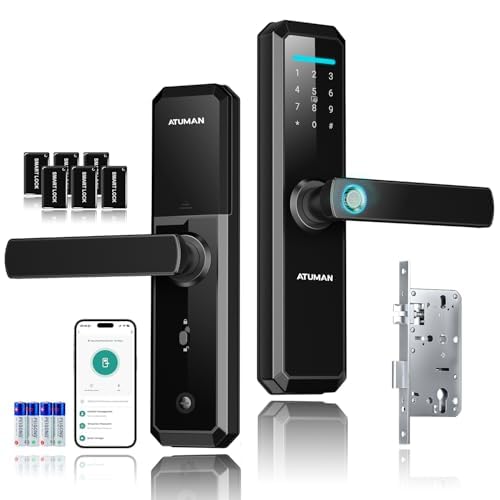 ATuMan Smart Door Lock 701,Wifi Smart Lock,6-Ways to Unlock,Fingerprint,Tuya or SmartLife App Access,OTP,PIN Access,RFID Card,Mechanical Key(701-Black)