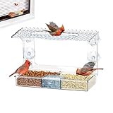 Transparenter Vogelfutterspender für Fenster – transparenter Futterspender zum Aufstellen im Freien – wasserdichter Lebensmittelbehälter mit Saugnapf im Freien Garten Geschenk Eltern