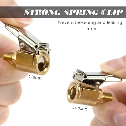 Image of Quacc 2 PCS Tire Air Chuck with Clip Adapter, Tyre Valve Air Pump Clip, Tire Inflation Hose Adapter, Universal Tire Inflator Compressor Valve Connector for Car Truck - 8mm