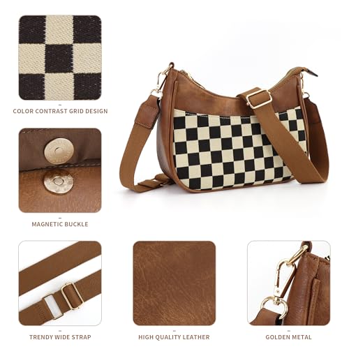 Image of WJCD Women Crossbody Handbags Vegan Leather Shoulder Bag with Adjustable Strap