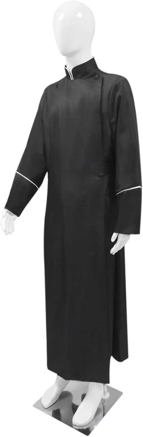 MYAYD Men's Cassock Choir Cassock Minister Robe Clergy Pulpit Liturgical Church Robe Black - Image 3