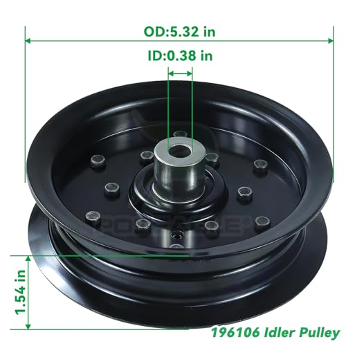 POSEAGLE 532196106 Idler Pulley with 532196104 Idler Pulley Replaces Husqvarna 532197380, 532197379, Craftsman 196104, 197380, 196106, 197379 for Z254, LGT2654, RZ5424 Lawn Mowers - Thumbnail 3