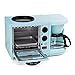 Americana EBK-200BL Retro Nostalgia 3-in-1 Breakfast Maker Station, 4 Cup Coffeemaker, Toaster Oven with Timer, Griddle, Aqua
