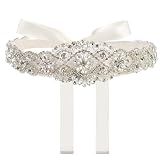 LEEMASING Cinturón de boda hecho a mano con diamantes de imitación con cinta para dama de honor, accesorios de vestir para mujer (Plata)
