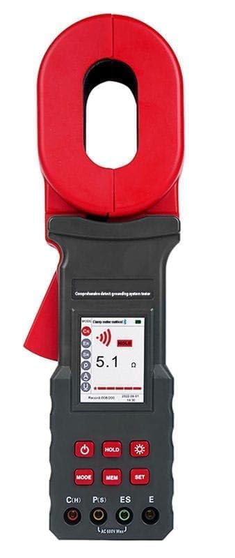 Ground Pile Type Clamp Earth Resistance Tester Meter with Earth Resistance 0.00Ω~20kΩ Soil Resistivity 0.00Ωm~9999kΩm Earth Current 0.000mA~20A Earth Voltage 0.0V~600.0V 500 Groups Data Storage