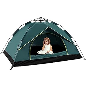 HSGAV Strandmuscheln 3-4 Personen Pop Up Strandzelt UPF 50+ UV Wurfzelt Wasserdicht Winddicht Sonnenschutz, Einfache Einrichtung, für Familiencamping Wandern Reisen, 200 * 200 * 145 cm,Grün