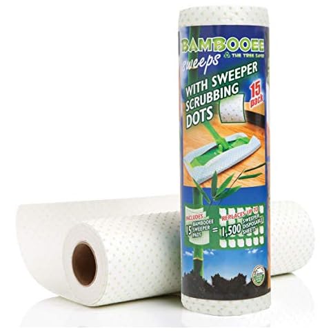Bambooee Reusable Bamboo Sweeper Sheets with Sweeper Scrubbing Dots Cover