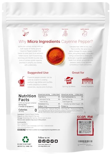 image for Micro Ingredients Ground Cayenne Pepper Powder, 6lbs (60,000 SHU Heat)