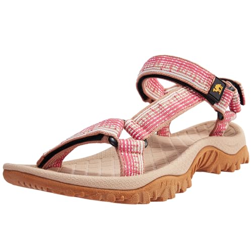 Camel Crown Women's Hiking Sport Sandals khaki/Pink 9