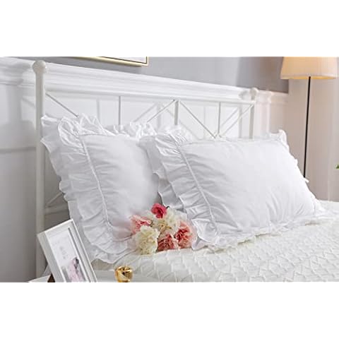 Meaning4 2-Pack White Ruffled Pillow Shams Cover