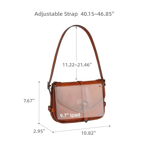 Image of Iswee Genuine Leather Crossbody Bag for Women Lightweight Medium Shoulder Purse with Adjustable Strap Travel Satchel Handbags | Leather