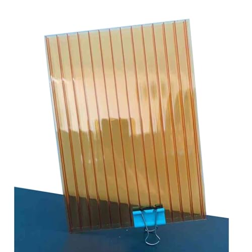 Lot de 12 panneaux d'isolation en polycarbonate transparent à double paroi – Feuilles de toit pour pergola de jardin extérieur (jaune, 1,05 x 1 m, 4 mm d'épaisseur)