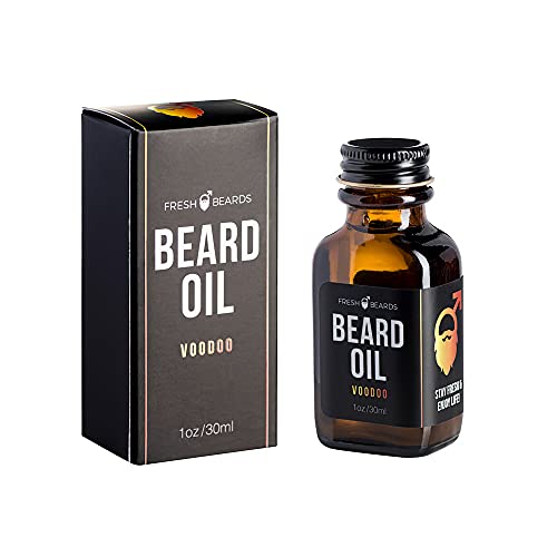 Fresh Beards Voodoo Beard Oil - Citrus, Eucalyptus, And Jasmine Fragrance - Scented Mens Beard And Mustache Oil - Soothing Anti-Itch Moisturizer & Softener For Dandruff Prevention And Healthy Beard Growth #TOP5