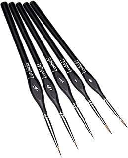 Detail Paint Brush Set 5pcs Miniature Brushes for Fine Detailing & Art Painting - Acrylic, Watercolor, Oil - Miniatures, Models, Airplane Kits, Nail.(Golden maple series