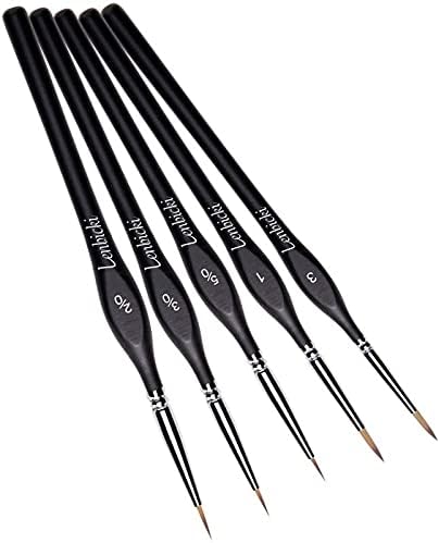 Detail Paint Brush Set 5pcs Miniature Brushes for Fine Detailing & Art Painting - Acrylic, Watercolor, Oil - Miniatures, Models, Airplane Kits, Nail.(Golden maple series