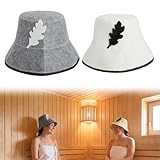 2 Stück Saunahut Herren Damen, 28 x 19 cm GefüHlt Sauna Hut, Saunamütze Herren Damen, Sauna Mütze, Saunahut Lustig, Saunahut Filz Grau und Weiß Geeignet für Saunen, Spas und Wellness-Einrichtungen