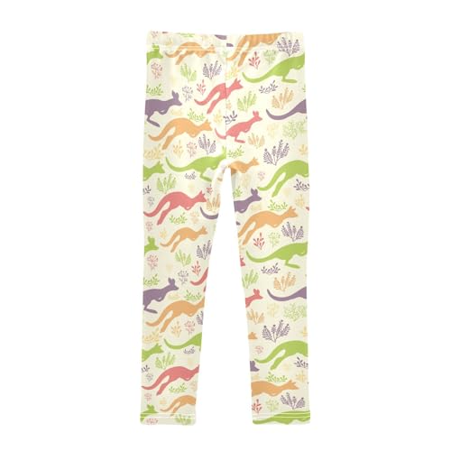 Girls Basic Leggings Baby Girls Pants Colorful Kangaroo Soft Footless Stretchy Tights Pants 4-10Y2