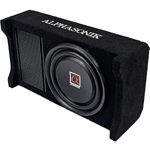 Alphasonik AS80A 8″ 600 Watts with a Built-in Amplifier Down-Firing Shallow Mount Enclosed for Tight Spaces in Cars and Trucks, Slim Thin Loaded Subwoofer Air Tight Sealed Bass Enclosure