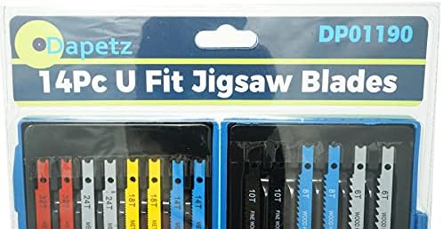 Dapetz ® 14pc Assorted Jigsaw Blade Set U Fitting for Metal Cobalt Steel Plastic Wood High Alloy Steel For Cutting: Wood, Pvc, Plastic, Aluminium, Sheet Metals
