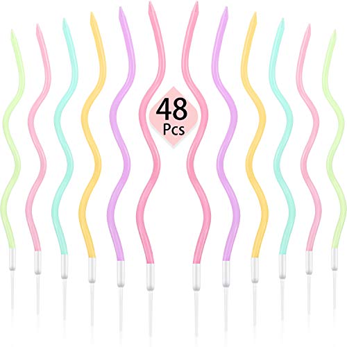 48 Candele Compleanno Oro Rosa - Candele Spirale Per Torte, Senza Fumo, Con Supporto