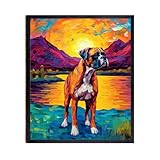 Bestbuddy Pet 8X10 Unframed Starry Night Van Gogh Inspired Boxer Dog House Pet Friend Family Animal Animal Clinic Oil Painting Art Print Poster Wall Decor AP177