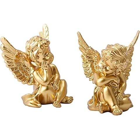 Golden Angel Crafts Statue, Set of 2 Angel Sculpture Figurines Home Decor Accents Office Desk Decoration Collection Gifts Souvenirs Cover