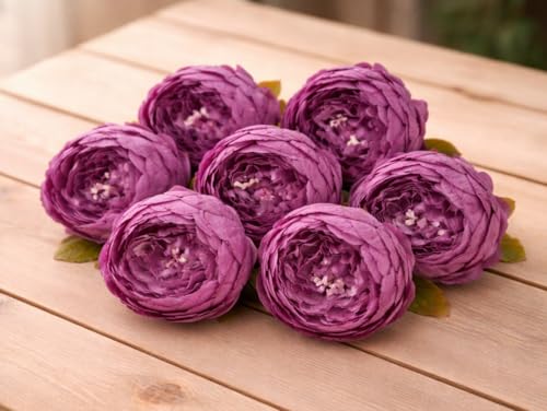 Image of SATYAM KRAFT 6 Pcs Artificial Fabric Rose Flower Heads | Handmade Peony Style Flowers for DIY Crafting, Gift Packing, Bouquet Making, Wedding, Home, Event Decoration (Dark Pink, 8 cm)