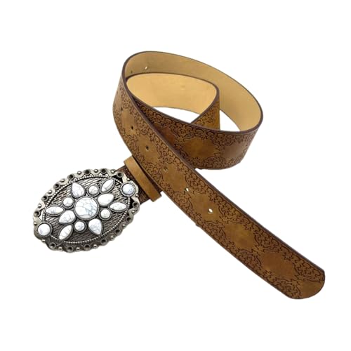 PU Waist Belts with Embossed Pattern Ethnic Gemstones Buckle Waist Belt Woman Jeans Dresses Skirt Coat Waistband4