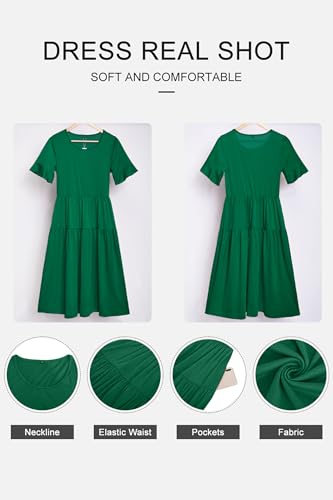 Image of STYLEWORD Womens Summer Casual Short Sleeve Flowy Midi Beach Dress