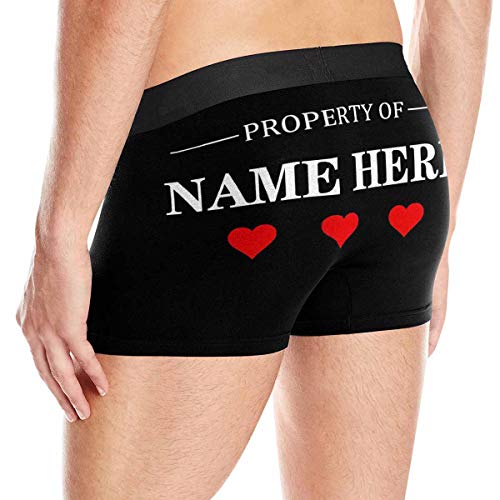 Artsadd Custom Men's Boxer Briefs, Personalized Property Of Name Underwear, Funny Gift for Men Black3