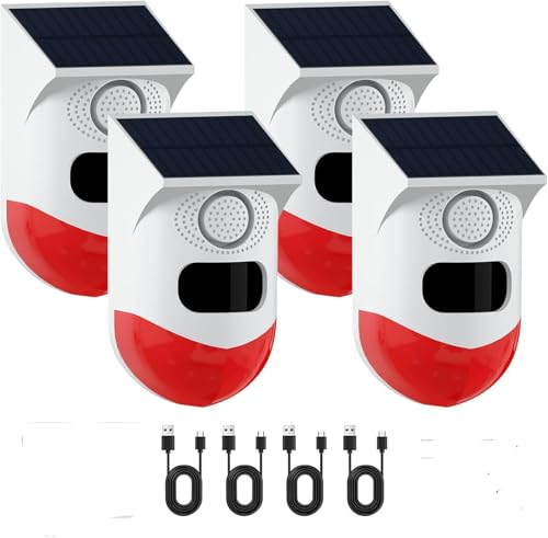 Joybuty 太陽警告灯 屋外 防水 ソーラー充電 防犯アラーム 警報機 人感センサー LEDフラッシュ129dBサイレンサウンド ストロボレッド ワイヤレス 泥棒防止 盗難防止 ブザー音 警告アラーム 農家 工場 倉庫 果樹園 茶園 ヴィラ正面玄関適用