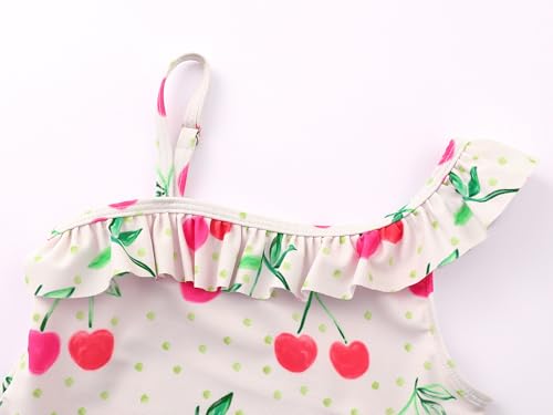 Image of Girls One Piece Swimsuits Adjustable Double Strap for Kids Palm Tree Print Toddler Bathing Suit Size 2T-10