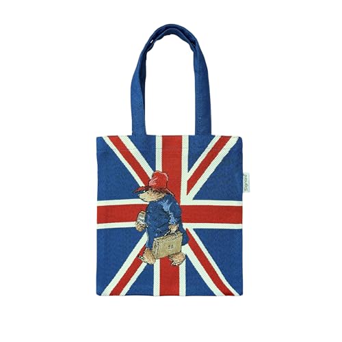 Signare Tapiz - Mini bolsa plana con diseño de tapiz tejido (FLATMN-) (Union Jack Paddington)