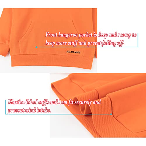 Atlanhawk Kid's Hoodie Soft Brushed Fleece Hoodies Classic Active Pullover Hooded Sweatshirt For Boys Or Girls 3-12 Years(Orange,M) #TOP3