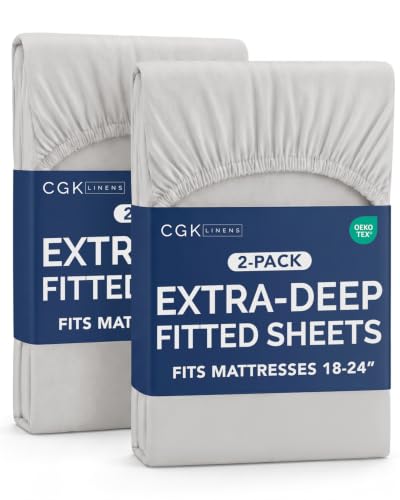 Image of CGK Linens 2 Pack Extra Deep King Fitted Sheets - French Grey