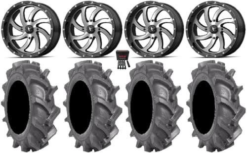 Bundle - 9 Items: MSA Mach Switch 18" Wheels 33" BKT AT 171 Tires [4x137 Bolt Pattern 12mmx1.5 Lug Kit]