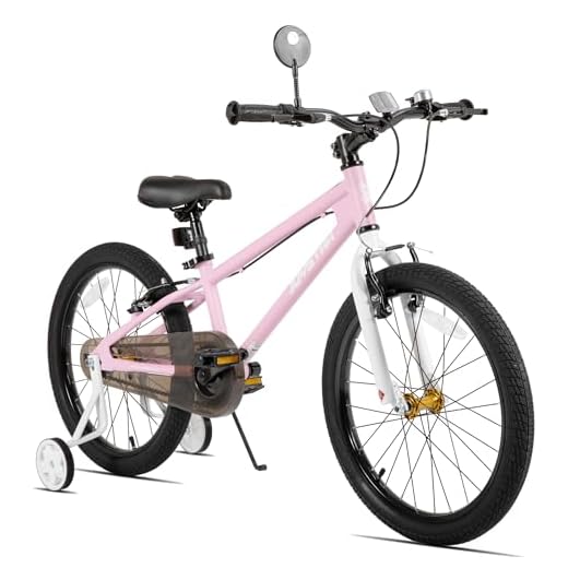 JOYSTAR Lomand 20 Inch Kids Bike with Training Wheels for Ages 7-10 Year Old Girls Junior Children BMX Bicycle Pink