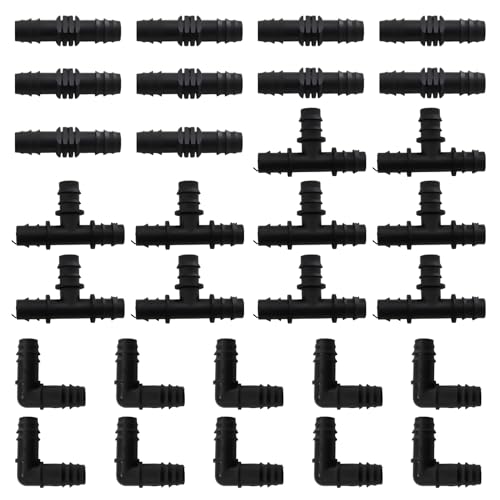 Mtanlo 30 Pièces Raccords D'Irrigation, Connecteur Arrosage 16mm, Tee Raccord Irrigation, Raccord Coude Tuyau Arrosage, Outil D'interface de Tuyau D'irrigation de Jardinage